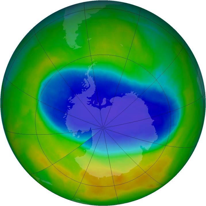Antarctic ozone map for 09 November 2014